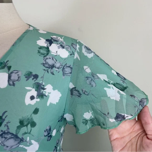 Green White Floral Maxi Boho Bohemian Long Dress New Women Medium - Picture 7 of 8